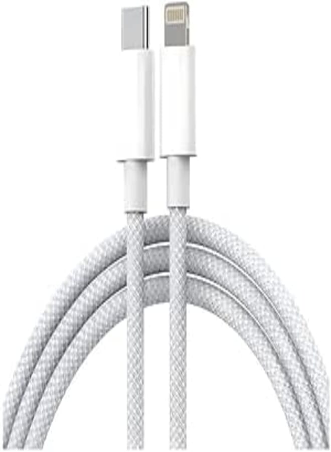 L'AVVENTO USB-C to Lightning Cable | Woven Design with ABS Housing | 9V 3A Fast Charging | 480Mbps Data Transfer | 1.2M | White